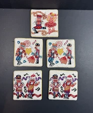 C & F Enterprises Needlepoint Nutcrackers Coasters 4” X 4” Vintage 5 Set