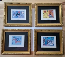 VINTAGE CALDER, MIRO,KANDINSY, PICASSO MINI PRINT CARDS ABSTRACT Framed