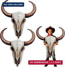 2PCS Western Long Horn Cow Balloons Cowboy Longhorn Foil Balloons for C