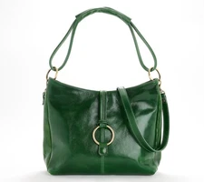 Floto Leather Tavoli Tote with Crossbody Strap Green New