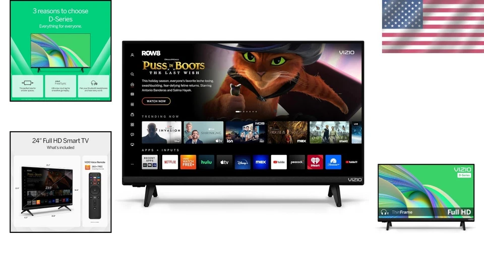 FHD 24-Inch Smart TV with 260+ Free Channels & Voice Remote - Compact Design - Image 2 of 4