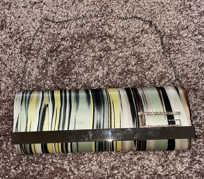  Clutch Tasche Streifen Vintage Stil Ketten Riemen BIJOUX TERNER