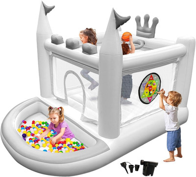 Inflatable Bounce House for Kids Ages 3-8, 5 in 1 Small Bouncy Castle Outdoor, J