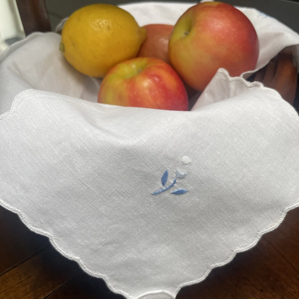 Bread Basket Liner Vintage, Embroidered Ramie Linen/Polyester Perfect 16 In. NOS - Image 2 of 4