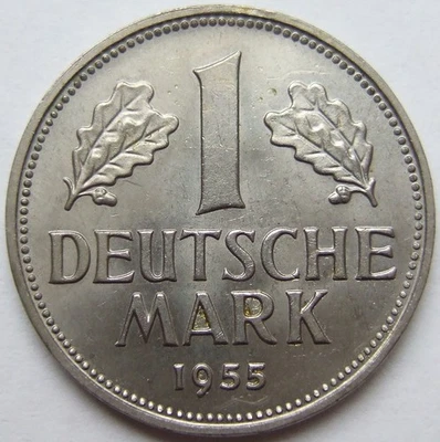 Münze Bundesrepublik Deutschland 1 Deutsche Mark 1955 J in fast Stempelglanz - Bild 1 von 2
