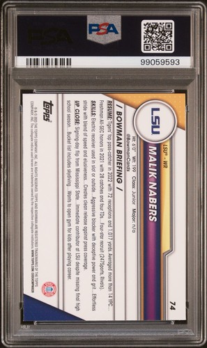 Malik Nabers - 2023 Bowman U Sapphire - LSU Tigers, NY Giants - Picture 2 of 2