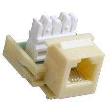 25- RJ11 Cat3 Keystone Jack Ivory with Lifetime Guarantee