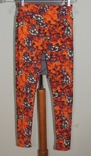 LulaRoe Orange Floral Leggings NWOT One Size SM