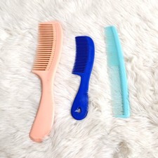 Lot Of 3 VTG 70s Unbreakable Comb Wide Tooth Handle Back Pocket 