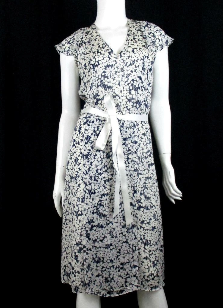 ABITO AL GINOCCHIO BURBERRY LONDON NAVY STAMPA FLOREALE FLUTTER MANICA TAGLIA 6 REGNO UK 4