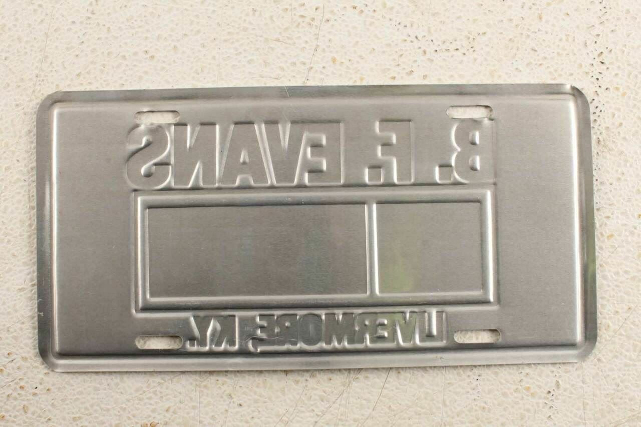 Vintage B.F. Evans Ford Livermore Kentucky Metal Car Dealership License