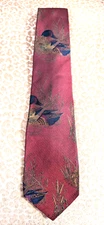 Ferrell Reed Silk Necktie Mallard Duck Burgundy Red Handmade England EUC