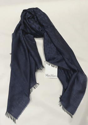 Max Mara women's Scarf  wrap Pashmina - Ultramarine Navy Print - retail $220