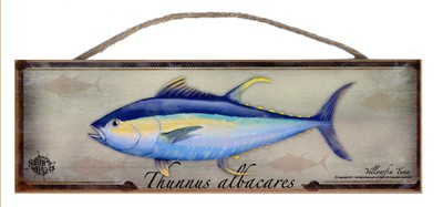Yellow Fin Tuna Rustic Wall Sign Plaque Gifts Men Sea Fishing Fishermen Fish