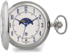 Charles Hubert Chrome Finish Open Window Moon Phase Pocket Watch