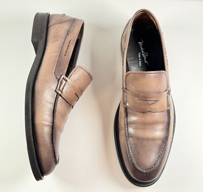 Michel Domit Men Shoes Brown Leather Italian Loafer Slip On Moccasin EU 43 US 10 Michel Domit Men Shoes Brown Leather Italian Loafer Slip On  main image 2
