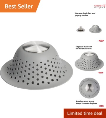 Rust-Resistant Silicone Shower Drain Protector with Weighted Stainless Steel