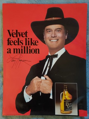 NOS Vintage BLACK VELVET WHISKEY 17''X13''  Ad JR Ewing Larry Hagman