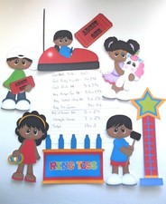 3D UPick African American Summer Playing Boy Girl Card Scrapbook Embellishment