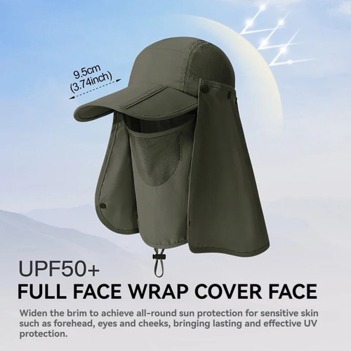Outdoor UV Protection Sun Hat Neck Face Flap Wide Brim Cap for Fishing Hiking US - Picture 5 of 10