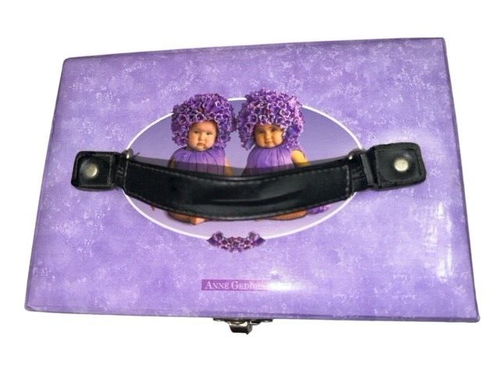 Anne Geddes Cantebury Bells Purple Makeup Suitcase Trunk Box Travel Case - Picture 6 of 9