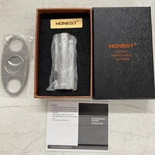 New Honest Three-Torch Lighter Windproof Gas W/ Cigar Cutter Mens Gift Set