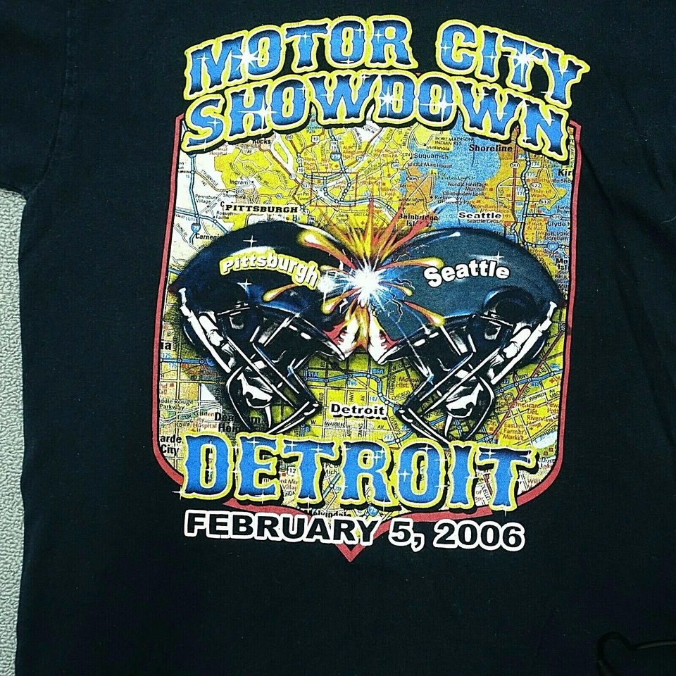NFL Motor City Showdown Detroit 2006 Pittsburgh Seattle Camiseta Hombres Talla Mediana Foto 2 de 4