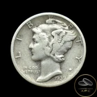 1939 D Mercury Dime 10C 90% Silver Fine Scarce Date Luster+++
