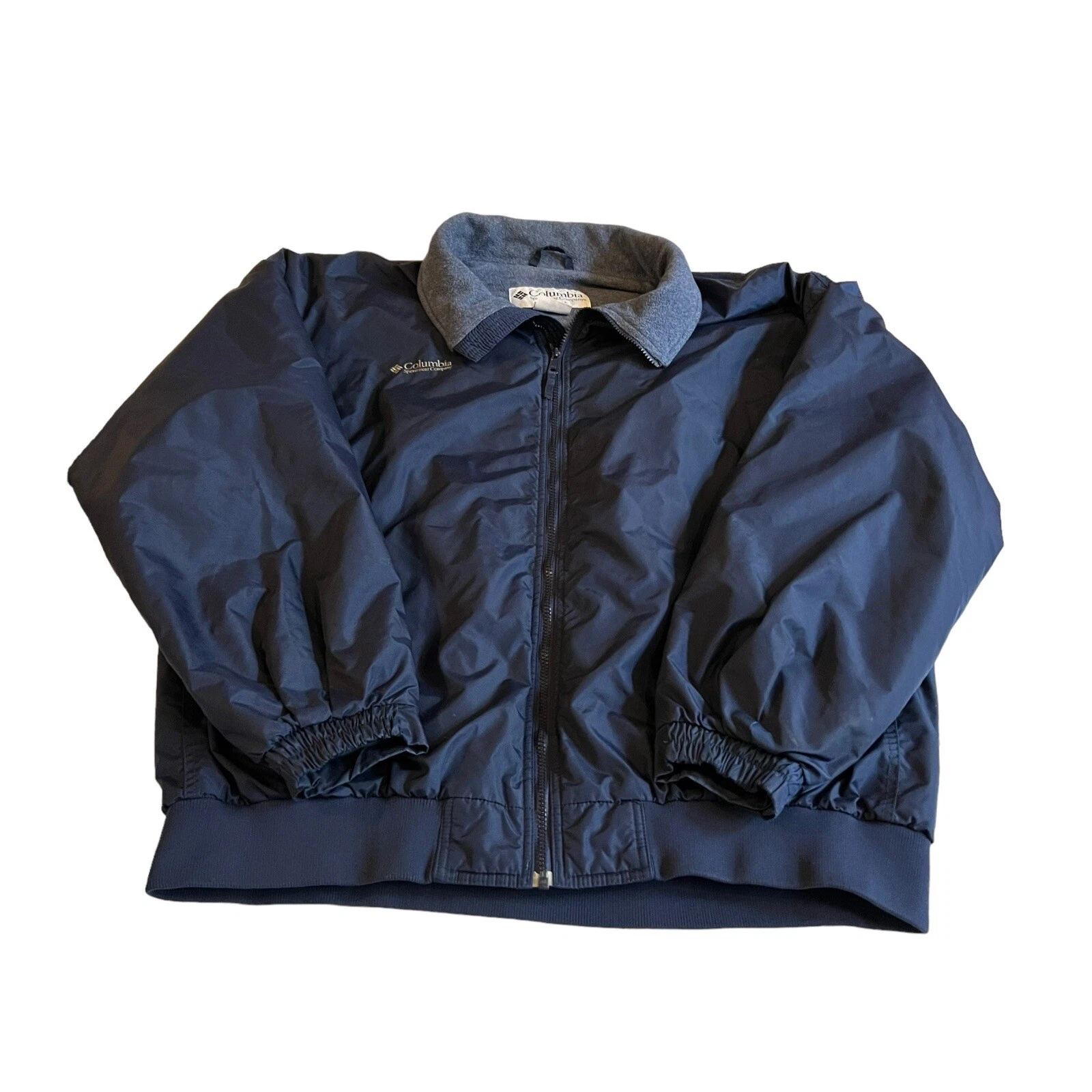 Columbia Men's Blue Nylon Shell Jacket Fleece Lined 2XL Ski Coat Warm XXL