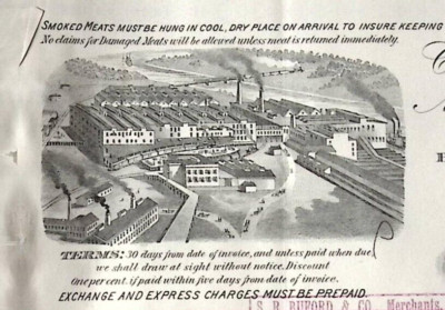 1891 T.M. Sinclair & Co Pork Packers Billhead CEDAR RAPIDS IA to S.R. Burford MT