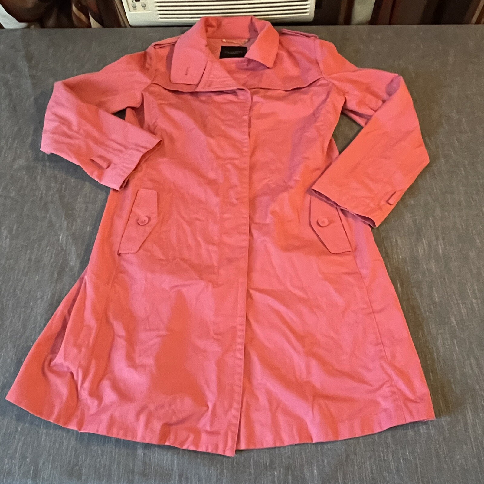 Talbots pink trench duster rain coat collared womens … Gem