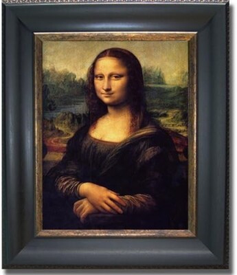 Black & Gold Framed Mona Lisa by Da Vinci Canvas Giclee Artwork (18 in x 15 in)