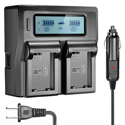 Lcd Dual Channel Charger With Car Adapter For Sony A7R A7R2 A7S A7II A7RII FW50