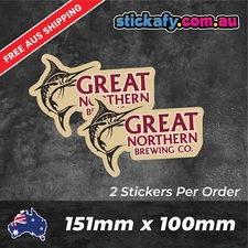 Great Northern Beer Stickers (x2) Funny Laptop Car Window Bumper 4x4 Ute Decal