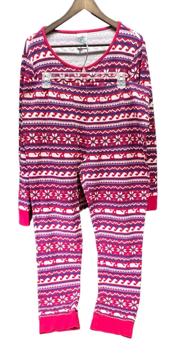 VINEYARD VINES Women's Size XL Whale Isle Red Waffle Knit Henley