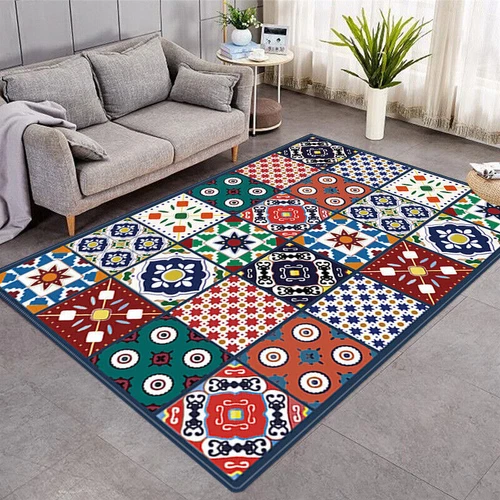 Retro Floral Patchwork Floor Rug Soft Door Mat Anti-slip Living Bedroom Carpet 2 - Picture 11 of 25