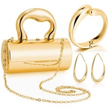 Quelay 3 Pcs Clutch Purse Jewelry Set for women Evening Prom Purses Metallic ...