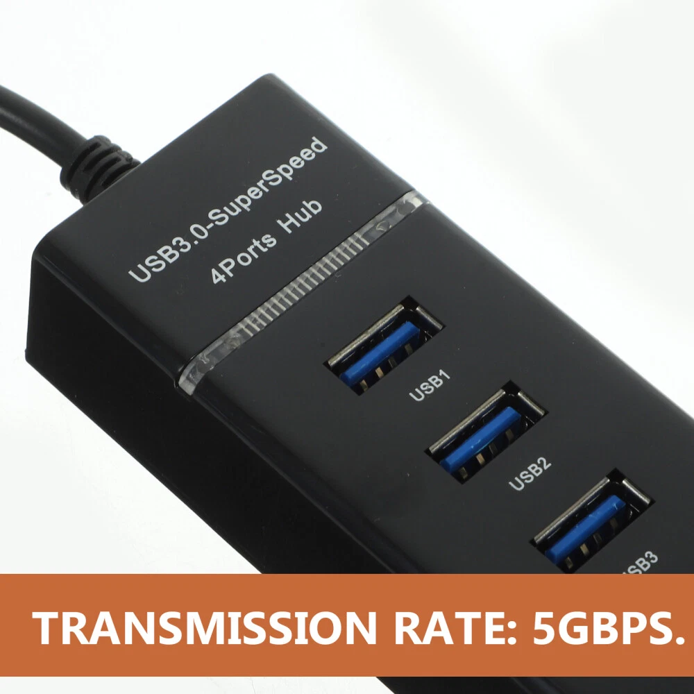4-Port Slim USB 2.0 Hub with Multi-Charging Adapter