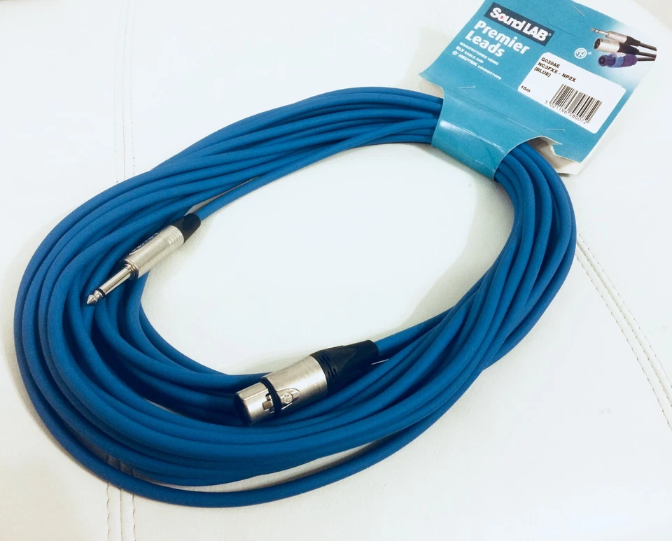 15m Neutrik Female XLR to Mono Jack Mic Cable Lead. 1/4" 6.35mm Plug. - Image 2 of 2