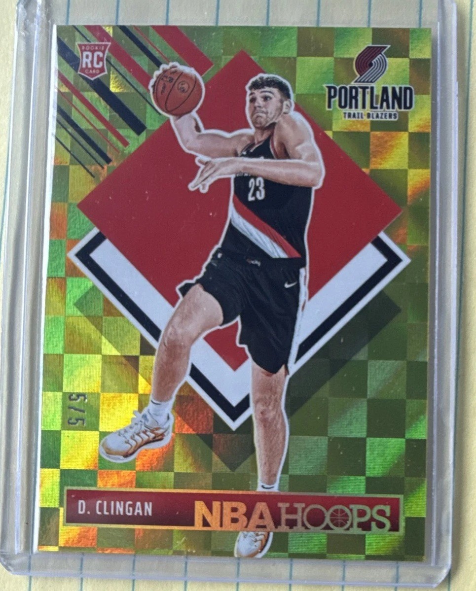 2024-25 Panini Nba Hoops - Yellow Checkerboard Donovan Clingan #293 /5 (RC)