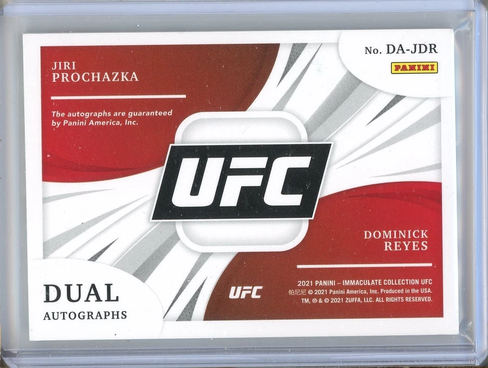 JIRI PROCHAZKA DOMINICK REYES AUTO 2021 IMMACULATE UFC 24/25 RARE SP - Image 2 of 2