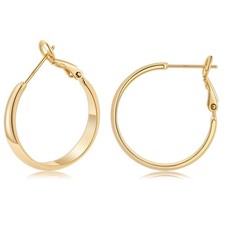5mm Wide Gold Hoop Earrings for Women, 14K Gold Plated Hoops Earrings with 92...