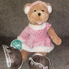 Winter Wonder Lane Chantilly Singing Ice Skater Bear Christmas Bear Pink Dress 