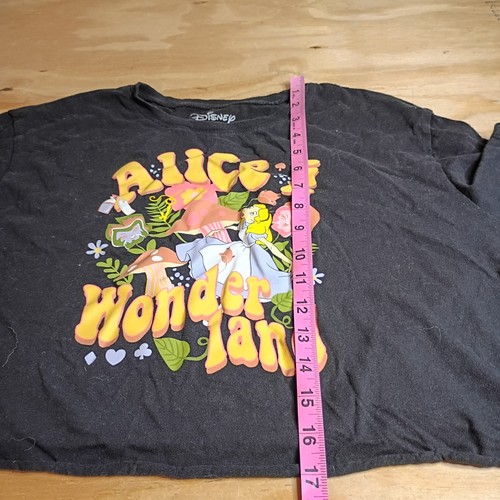 Disney Women's Alice in Wonderland Crop Top Tee Shirt Size Large Black Y2K... - Picture 5 of 6