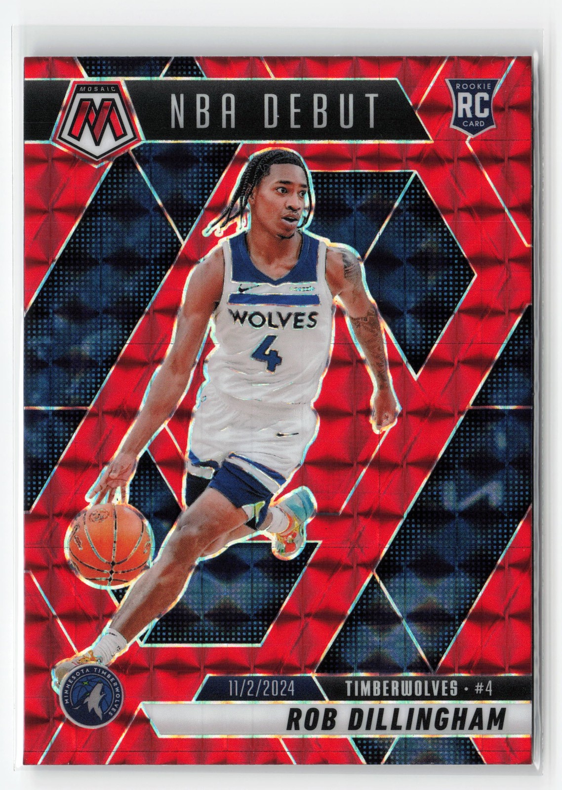 ROB DILLINGHAM #270 RC 2024-25 PANINI MOSAIC TIMBERWOLVES RED DEBUT