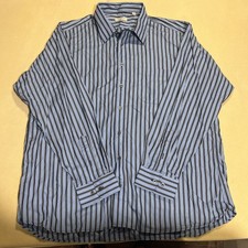 VINTAGE Burberry London Button Down Shirt Mens XXL Blue Stripe     Made