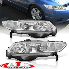 Chrome Clear OE Style JDM Head Lights Lamps Pair For 2006-2011 Honda Civic Coupe