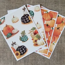 Note Card Set 4 Pumpkin Thanksgiving Greeting Blank Cards