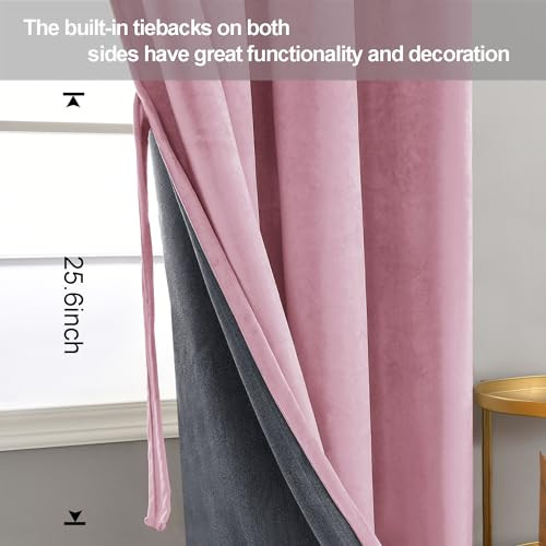 Velvet Curtains 84 inches for Living Room - 60"W x 84"L (Pack of 2) Pink - Picture 4 of 7