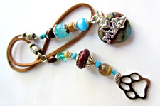 Agate Heart & My Pet Paw Book Jewelry, Bookmark  19 inches